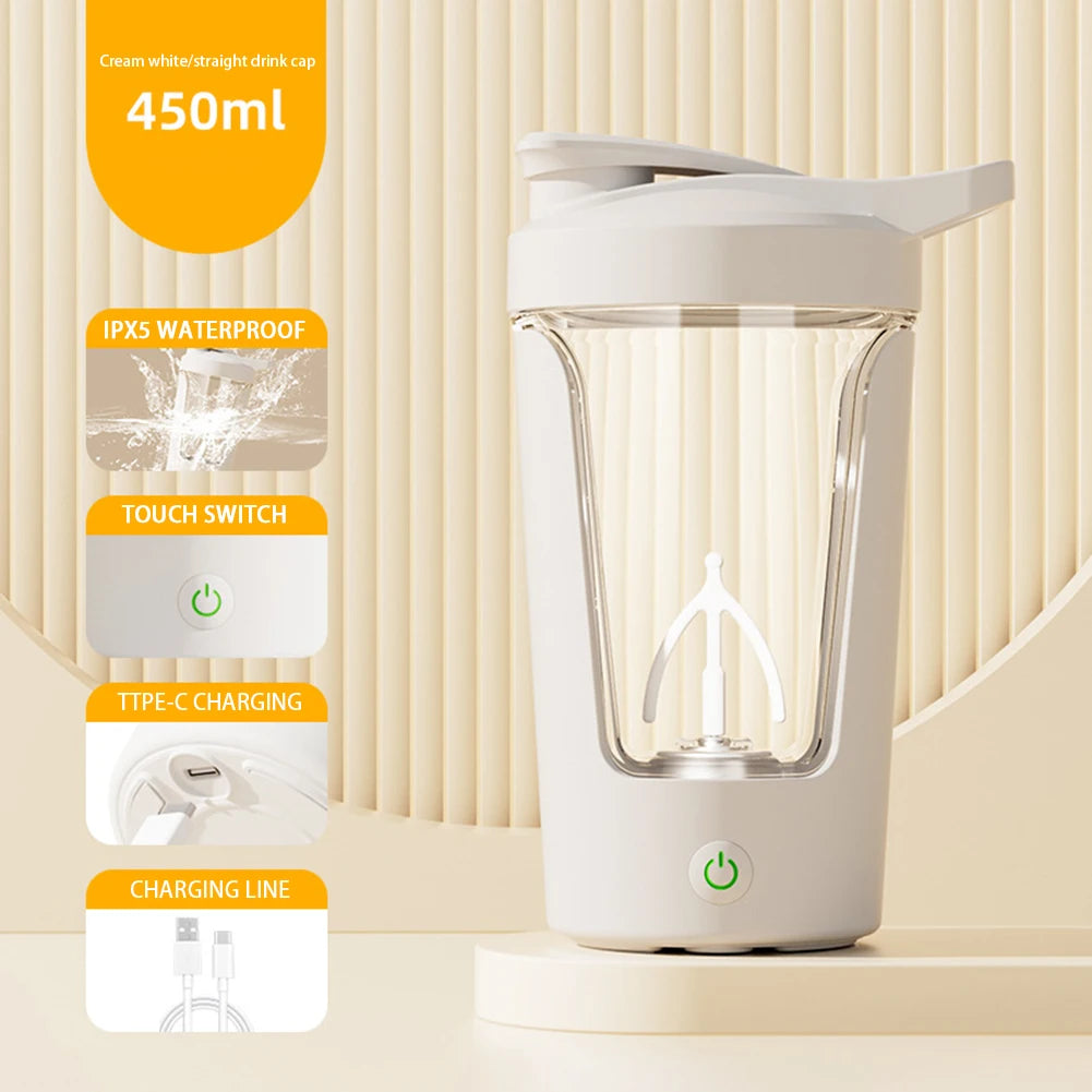 450ml Electric Rechargeable Fully Automatic Mixing Cup Portable Protein Shaker Bottle